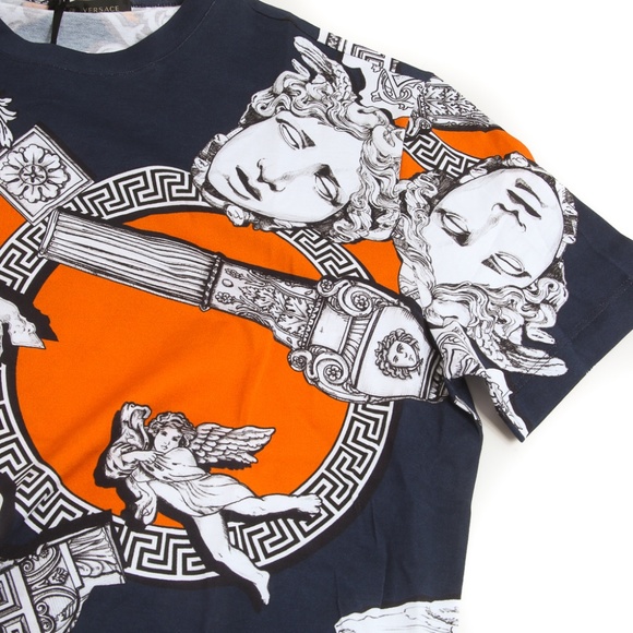 Versace NWT $695 Blue & Orange w/ White Medusa Tee - Picture 5 of 10